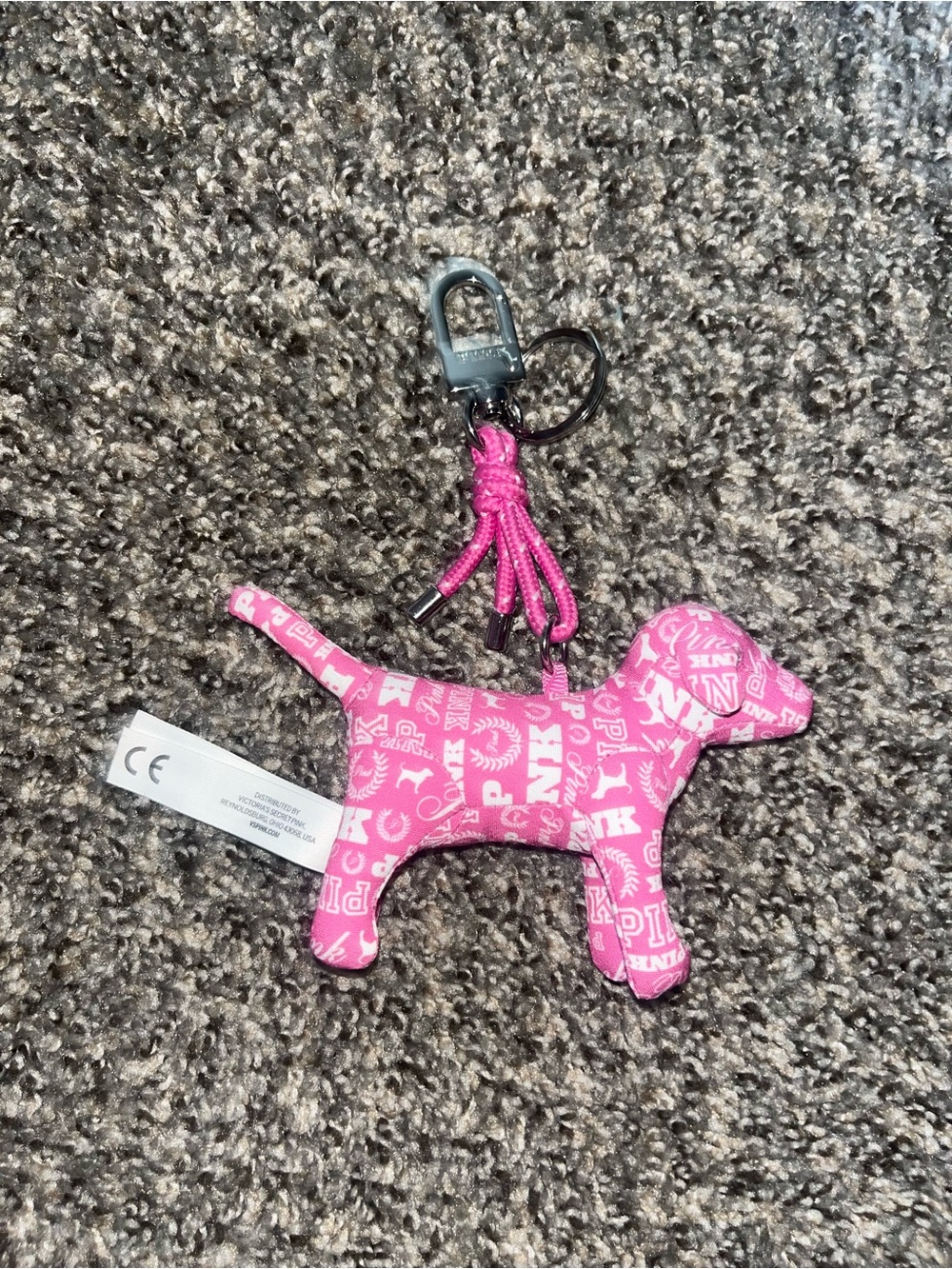 PINK Victoria's Secret Hot Pink Logo Dog Keychain Charm